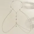 Fashionable double-layer silver body chain with sparkling beads for beachwear - Round Rhinestone Pendant Style (7285)