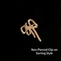 Elegante clip per orecchio a fiocco in zircone per orecchie non forate in oro - Ear Cuff Orecchio Sinistro / Oro