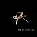 Elegante polsino per orecchio a fiocco in argento con perle e zirconi, senza foro - Clip per osso dell'orecchio (Singolo) / Argento