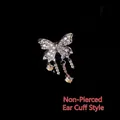Elegante clip per orecchio a farfalla in zircone per lobi non forati argento - Polsino dell'Orecchio (Paio) / Argento