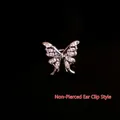 Earcuff a farfalla con zirconi per orecchie senza buco, finitura argento lucido. - Butterfly Ear Cuff (Single) / Argento