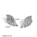 Detail view of stainless steel angel wing earrings with 52mm length and 15.7g weight - Large Wing Style (TE60832-S) / Silver