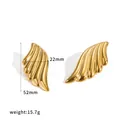 18k gold plated angel wing earrings in textured titanium steel with dimensions and weight - Large Wing Style (TE60832-G) / Gold