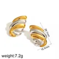 Two-tone gold and silver angel wing earrings made of durable 18k plated stainless steel - Bicolor Wing Style (TE60057-M) / Gold and Silver Two-tone