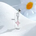 Pendiente de piercing para cartílago estrella rosa en aleación de titanio plata para niñas - Poste de Titanio Único (A1446-4) / Estrella Radiante Rosa