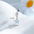 Piercing de cartílago con estrella azul, varilla de acero titanio, tamaño 1,4 cm - Estrella azul