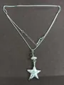 Collier avec pendentif étoile argenté, gravure Promise me et perles de style coréen - Étoile (HN12576) / Argent