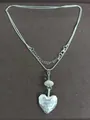Collier argenté avec pendentif en forme de cœur et perles, gravure 'Eternal my love' - Cœur avec Lettre (HN12576) / Argent