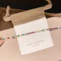 High-end elegant multi-color baguette zircon tennis bracelet with a refined gold finish - 45# Bracelet