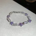 Sparkly elegant purple flower zircon bracelet with silver-tone finish for women - 59# Bracelet / Silver Purple