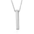 Collana minimalista con pendente a barra verticale in acciaio inossidabile argento - Con Catena a Sfere (KN80102-Z)