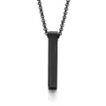 Collana minimalista in acciaio al titanio nero opaco con pendente rettangolare. - Con Catena a Sfere (KN80103-Z)