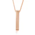Collana con pendente a barra verticale minimalista in acciaio inossidabile lucido oro rosa - Con Catena a Sfere