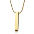 Collana minimalista in acciaio titanio dorato con pendente a barra rettangolare - Con Catena a Serpente (KN203748-Z)