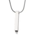 Collana minimalista con pendente a barra verticale in acciaio al titanio color argento - Con Catena a Serpente (KN203742-Z)