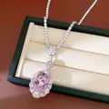 Elegante collana con zircone ovale rosa e catena tennis scintillante in una scatola - Collana / Argento-Rosa