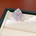 Lussuoso anello stile vintage con zircone rosa e intricata incastonatura in micro-pavé - Anello / Argento-Rosa