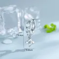 Lucky four-leaf clover star zircon earring hoop in silver finish, 1.9cm height - Triple Zirconia Hoop with Pendant (A1424-3#) / Single Piece