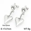 Silver stainless steel heart drop earrings with stylish knot design details for women - Silver