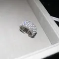 Macro view of a luxury French style open ring featuring shiny zircons and white pearls - 3# Ring