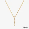 Elegant gold-plated stainless steel necklace with three marquise-cut zircon drops. - Marquise Triple Stone Drop Design (K2101) / Gold