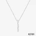 Elegant silver-tone chain necklace featuring three marquise-cut zircon stones pendant - Marquise Triple Stone Drop Design (P2101) / Silver