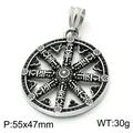 Vintage Viking Slavic sun wheel pendant in durable stainless steel, size 55x47mm, 30g weight - Sun Wheel Rune Style (KP118662-LU) / 55x47mm