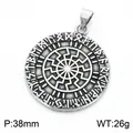 Vintage stainless steel Viking pendant with Black Sun and Rune symbols, 38mm size - Black Sun Rune Style (KP118829-LU) / Diameter 38mm