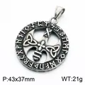 Vintage stainless steel Viking Rune and Celtic Knot cross pendant for men in retro silver finish - 43x37mm