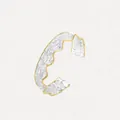 Elegant lace texture open cuff bracelet in silver and gold tones with pavé crystals - Style 1