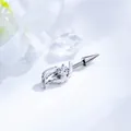Silver titanium heart wing ear piercing stud with clear zircon and cone back. - Angel Wings Heart Style (A1413) / 1 Piece / White