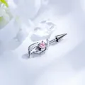 F136 titanium angel wing piercing with pink heart crystal and conical screw back - Angel Wings Heart Style (A1413) / 1 Piece / Pink