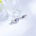 Premium F136 titanium angel wing piercing barbell with purple heart zircon stone - Angel Wings Heart Style (A1413) / 1 Piece / Blue-Purple