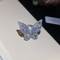 Clip orecchio a farfalla argento scintillante con zirconi per orecchie non forate - Clip per Ossa dell'Orecchio a Farfalla (3#) / Pezzo Singolo / Argento