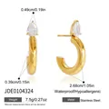 Detailed dimensions and weight of teardrop zircon C-shaped stainless steel earrings - Gold C-Shaped Waterdrop Zirconia Stud Earrings (JDE0104324)