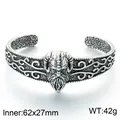 Vintage Noordse Viking armband van roestvrij staal met krijger reliëf, 42 gram. - Ramshoofd Oorlogsgod Reliëf Stijl (KB214335-LU)