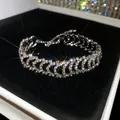 Elegante pulsera de cadena con pedrería brillante en una caja de terciopelo negro - 18# Pulsera