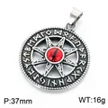 Vintage stainless steel Viking Runic sun pendant featuring a red center stone inlay - Rune Sun Red Rhinestone (KP118903-LU) / Pendant Only (No Chain)