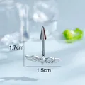 F136 titanium alloy angel wing spike ear stud with 1.7cm height and 1.5cm width - Angel Wings (A1425-1#) / Silver