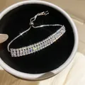 Pulsera deslizante de diamantes de imitación plateados en caja de joyería de lujo - 49# Pulsera