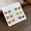 Vibrant set of colorful star-shaped stud earrings in various dopamine colors for women - Multicolor (8# Silver Needle)