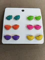 Set of 6 pairs colorful shell-shaped enamel stud earrings in vibrant dopamine colors - Multicolor (13# Silver Needle)