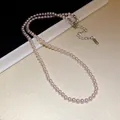 Elegante Halskette mit rosa Perlen und verstellbarer silberner Verlängerungskette für Damen - Silber-Rosa