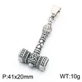 Retro stainless steel Nordic Viking Mjolnir pendant for men, size 41x20mm, weight 10g - Celtic Knot Totem Style (KP118906-LU) / 41x20mm