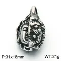 Vintage gothic style double-sided Buddha and demon skull pendant necklace for men - Buddha and Demon Double-Sided Relief Style (KP118525-LU) / 31x18mm