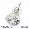 Large silver religious saint relief pendant for street style and hip hop fashion - Saint Relief Style (KP118843-LU) / 60x39mm
