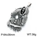 Dark gothic style Grim Reaper scythe stainless steel pendant with vintage silver finish - 64x36mm