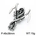 Gothic Grim Reaper pendant with double scythes in vintage silver-toned metal finish - 46x36mm