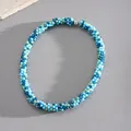 Intricate blue crystal beaded necklace detail featuring a secure silver magnetic clasp. - Necklace / Blue Green