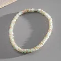 Elegant handmade crystal beaded necklace with light green beads and magnetic clasp - Necklace / White-Green